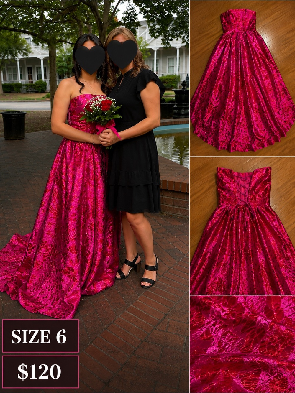 Girls Fuchsia Strapless Ball Gown Dress